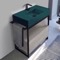 Modern Console Vanity with Grey Oak Cabinet, Green Ceramic Sink, 35